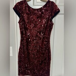 Elegant Burgundy Sequin Dress